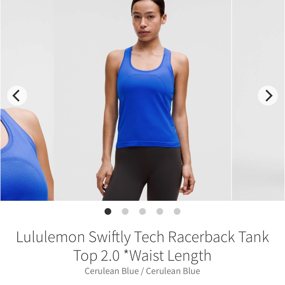 NWT Lululemon Swiftly Tech Racerback Tank 2.0 *Race CERULEAN BLUE Sz 2